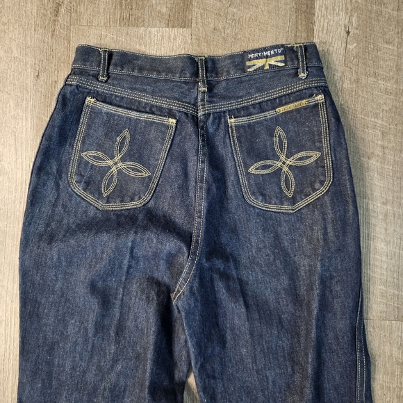 Vintage Pentimento Jeans 70’s Wide Leg Dark Wash Jeans Tan Stitching Sz 13 EUC - Picture 2 of 14